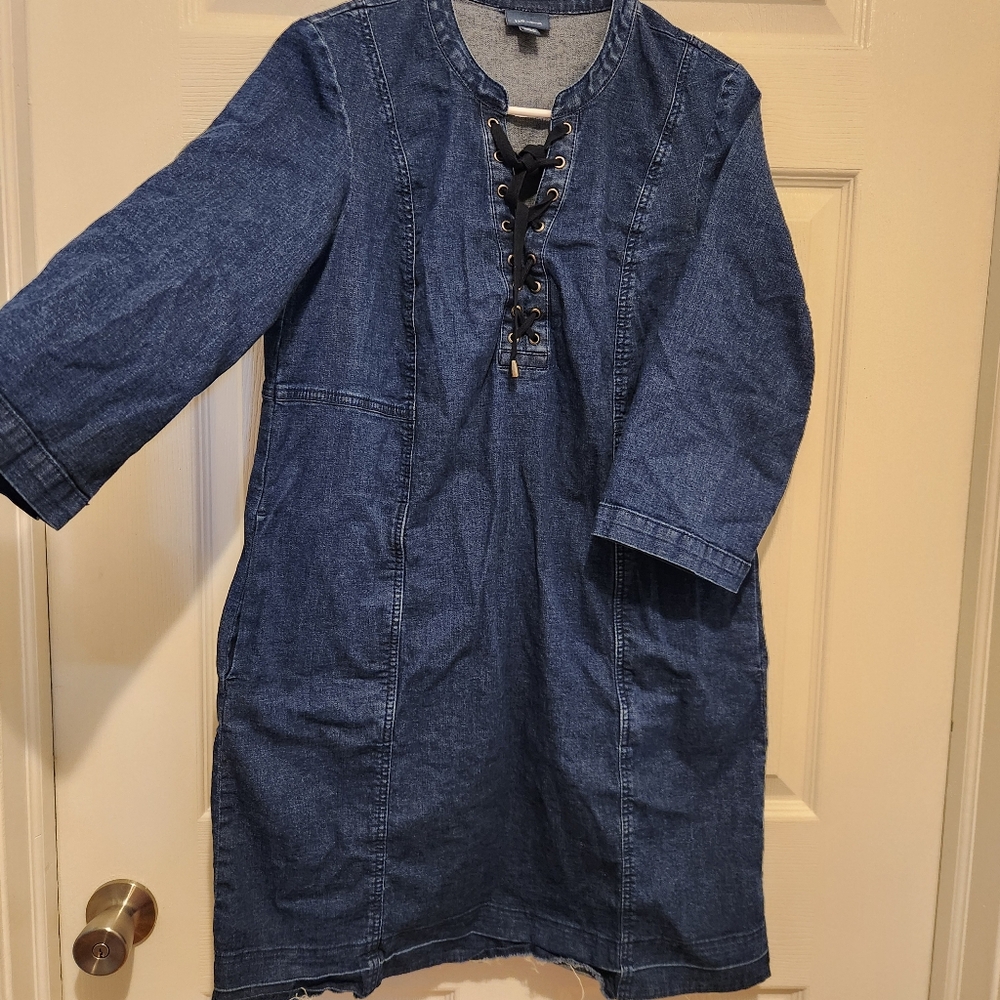 J Jill Denim Lace-Up Dress Size M